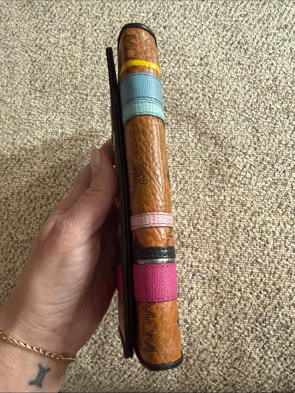 MCM Cognac Visetos Continental Wallet with Colorful Stripe Accents - Picture 5 of 11